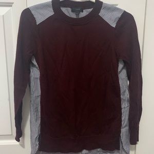 J CREW BRUGUNDY BLUE AND WHITE SWEATER LONG SLEEVE
